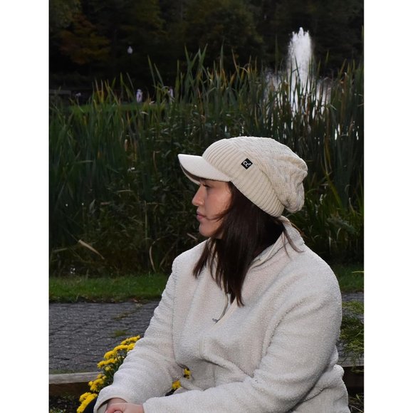 Beanie Fuzzy Fleece Lining Warm Chunky Soft Stretchy Oversized Ribbed Knit Hat main image 2